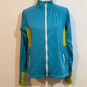 Patagonia Women’s L Polartec Power Dry Full Zip Jacket Teal Green Thumbholes